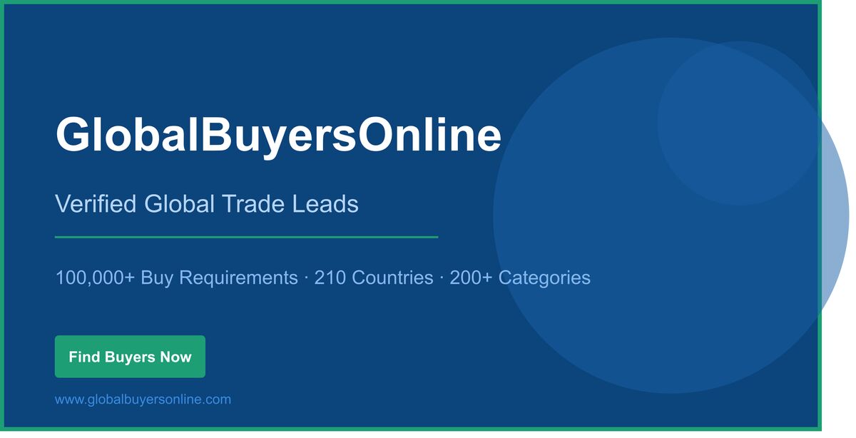 Global Trade Leads: 100,000+ Verified Buy Requirements from Importers in 210 Countries | GlobalBuyersOnline